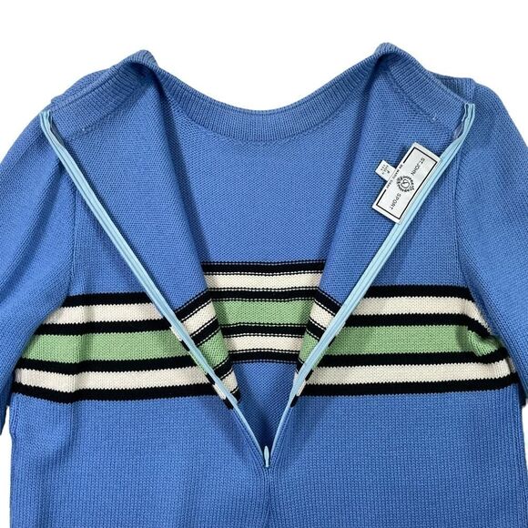 St. John Sport Womens Petite Blue Striped Long Sleeve Top - Picture 8 of 9